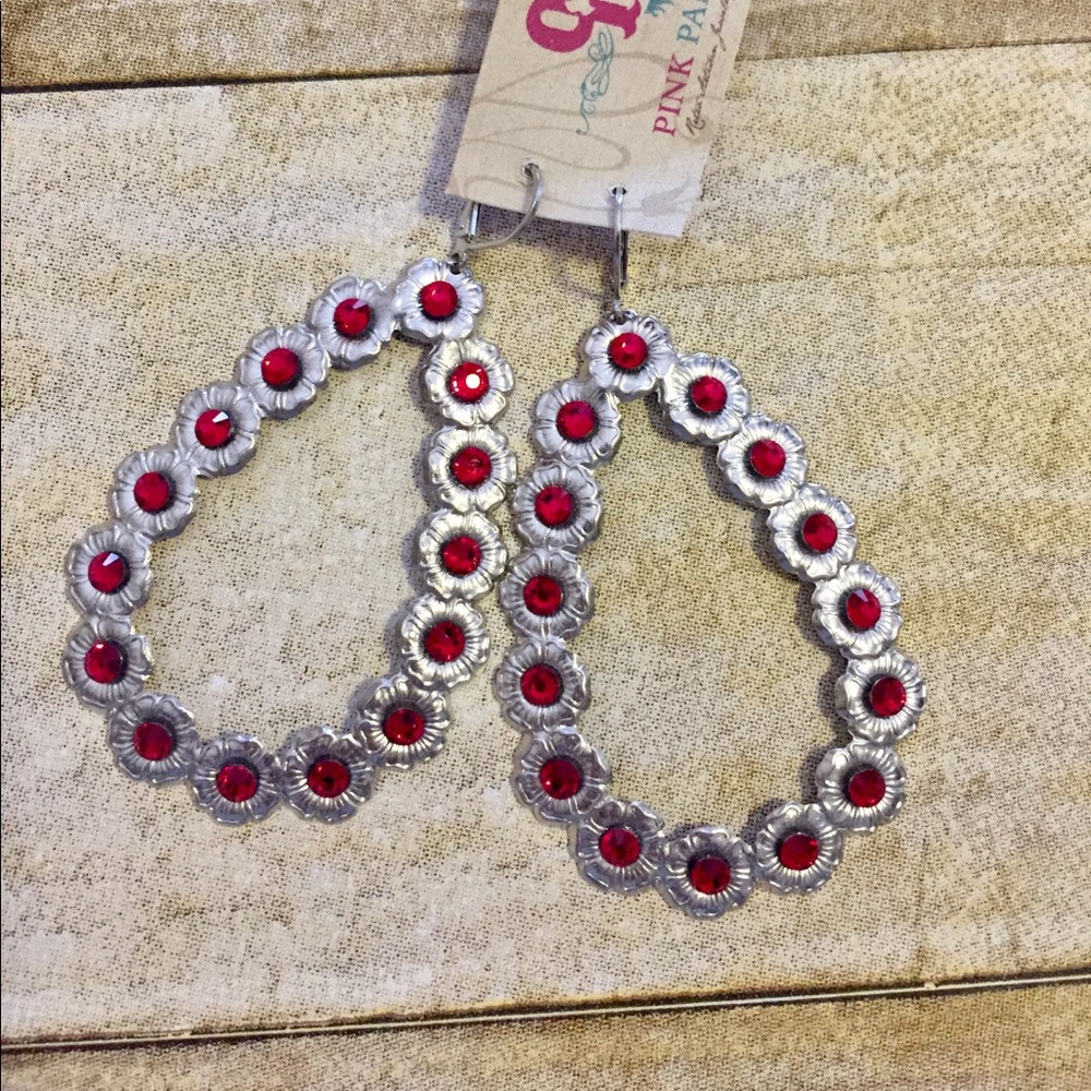 COPY - Silver Plated Earrings w/ Red Swarovski Cr…